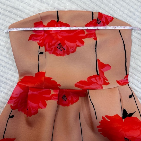 ASOS DESIGN Poppy Printed Bandeau Midi Dress with Ruffle Pep Hem - Picture 10 of 12